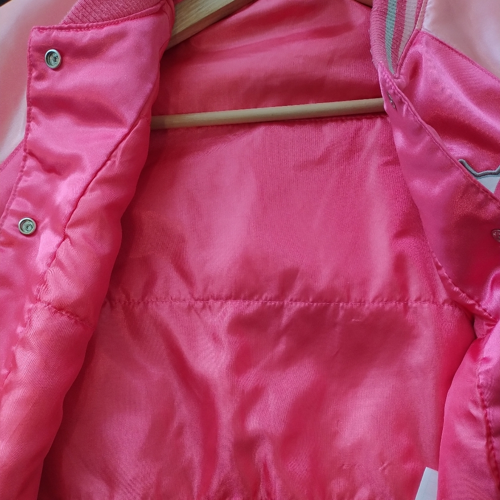 Minnie Mouse Girls Jacket Pink Coat Size 9 10 Satin Bomber Varsity Embroidered - Picture 4 of 13
